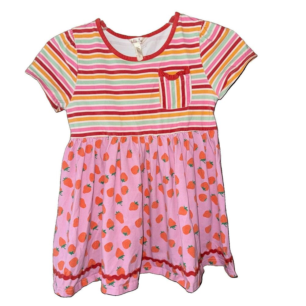 Matilda Jane Strawberries and Stripes Pocket Tunic Shirt 12
